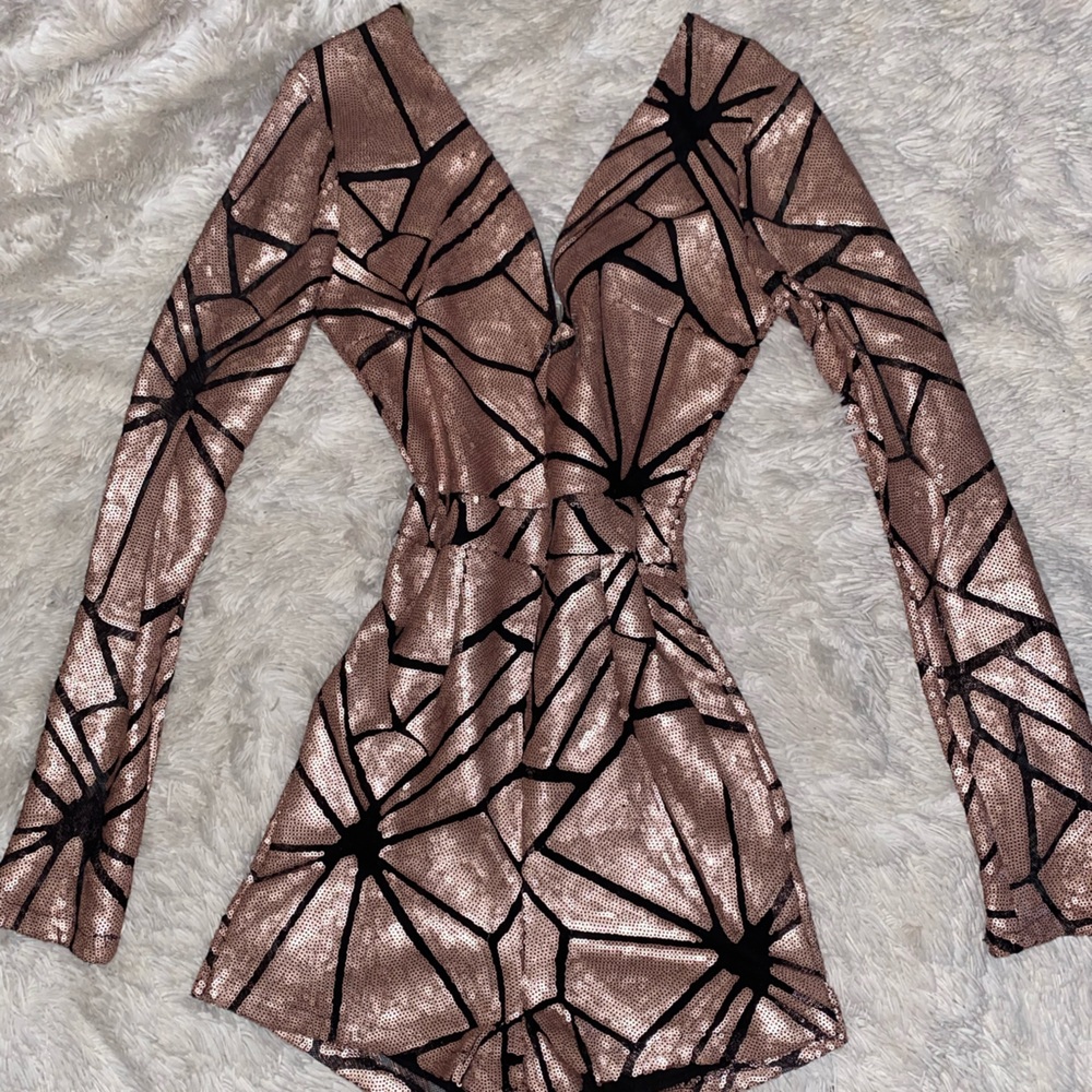 Sequin long sleeve romper